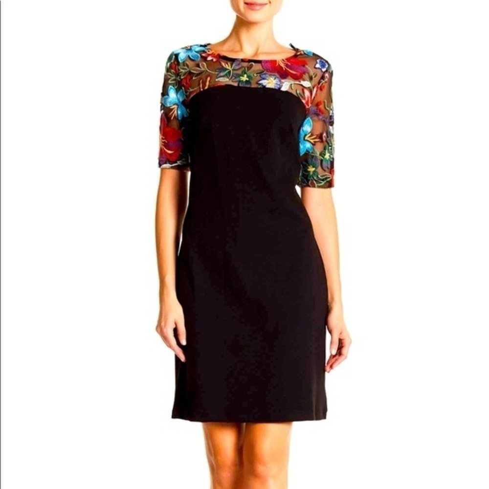 Nina Leonard Embroidered Dress XL NWT